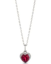 The Diamond Store - Stellato 0.95Ct Heart Cut Lab Ruby Halo Pendant Necklace - Lyst