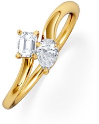 The Diamond Store - Toi Et Moi Emerald And Pear Cut Lab Diamond Ring 0.30Ct F/Vs - Lyst