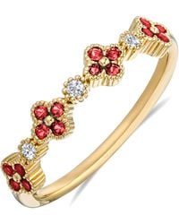 The Diamond Store - Alegria 4 Clover Lab Ruby Ring 0.18Ct - Lyst