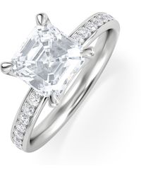 The Diamond Store - Origin 2.25Ct Asscher Cut Lab Diamond Solitaire Engagement Ring With Side Stones - Lyst