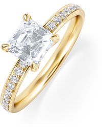 The Diamond Store - Origin 1.25Ct Asscher Cut Lab Diamond Solitaire Engagement Ring With Side Stones - Lyst