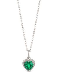 The Diamond Store - Stellato 0.70Ct Heart Cut Lab Emerald Halo Pendant Necklace - Lyst