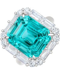 The Diamond Store - 7.00Ct Emerald Cut Lab Paraíba Yag Halo Ring - Lyst