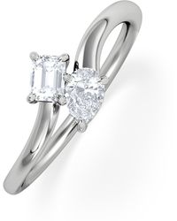 The Diamond Store - Toi Et Moi Emerald And Pear Cut Lab Diamond Ring 0.30Ct F/Vs - Lyst
