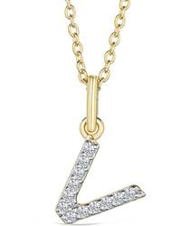 The Diamond Store - Love Letter Initial V Lab Diamond Necklace Set - Lyst