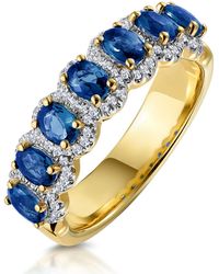 The Diamond Store - Sapphire And Diamond Halo Eternity Ring 18K - Lyst