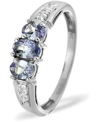 The Diamond Store - Tanzanite 0.59Ct And Diamond 9K Ring - Lyst