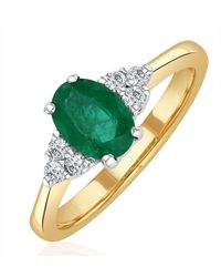The Diamond Store - Emerald 0.75Ct And Diamond 18K Ring N4300 - Lyst