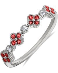 The Diamond Store - Alegria 0.18Ct Lab Ruby 4 Clover Ring - Lyst