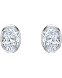 The Diamond Store - Bezel Set 3.00Ct Oval Cut Lab Diamond Stud Earrings - Lyst