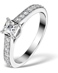 The Diamond Store - Sidestone Engagement Ring Seraphina 0.95Ct Vs2 Princess Diamond 18Kw - Lyst