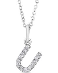 The Diamond Store - Love Letter Initial U Lab Diamond Necklace Set - Lyst