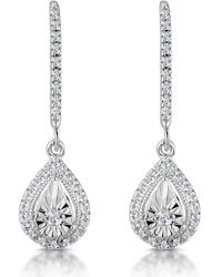 The Diamond Store - Masami Diamond Pear Halo Earrings 0.20Ct Pave Set - Lyst