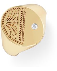 The Diamond Store - Crest 0.03Ct Lab Diamond Oval Signet Ring - Lyst
