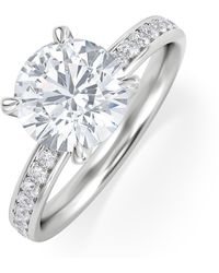 The Diamond Store - Origin 2.25Ct Round Cut Lab Diamond Solitaire Engagement Ring With Side Stones - Lyst