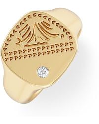 The Diamond Store - Crest 0.03Ct Lab Diamond Square Signet Ring - Lyst
