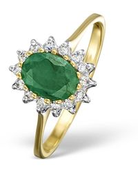 The Diamond Store - Emerald 0.83Ct And Diamond 9K Ring - Lyst