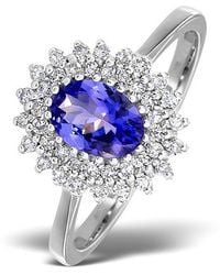 The Diamond Store - Tanzanite 7 X 5Mm And Diamond 9K Ring - Lyst