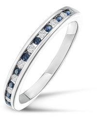 The Diamond Store - Sapphire 0.12Ct And Diamond 925 Sterling Ring - Lyst