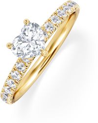 The Diamond Store - Amora Heart 0.97Ct Hidden Halo Lab Diamond Engagement Ring With Side Stones Set - Lyst
