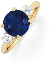 The Diamond Store - Solene 2.00Ct Round Cut Lab Sapphire And Lab Diamond 3 Stone Engagement Ring - Lyst