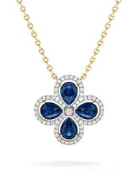 The Diamond Store - Bloom 3.40Ct Lab Sapphire And Lab Diamond Necklace - Lyst