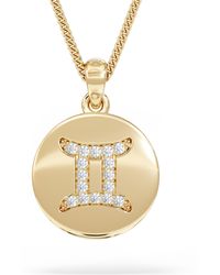 The Diamond Store - Astrology Gemini 0.07Ct Lab Grown Diamond Medallion Pendant Necklace - Lyst