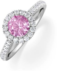 The Diamond Store - Halo 18K Diamond And Sapphire Ring 0.36Ct - Lyst