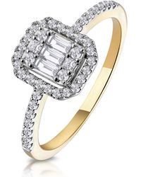 The Diamond Store - 0.40Ct Halo Baguette Diamond Ring Asteria Collection - Lyst