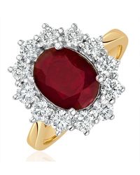The Diamond Store - Ruby 2.40Ct And Lab Diamond 1.00Ct Cluster Ring - Lyst