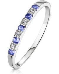 The Diamond Store - Tanzanite 0.18Ct And Diamond 9K Ring - Lyst