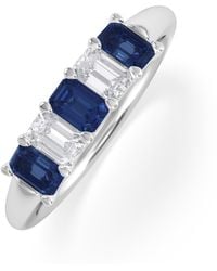The Diamond Store - Solene 0.75Ct Emerald Cut Lab Sapphire And Lab Diamond Half Band Eternity Ring - Lyst