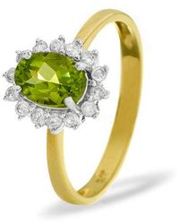 The Diamond Store - Peridot 7 X 5Mm And Diamond 9K Ring - Lyst