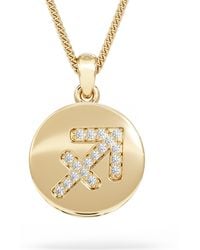 The Diamond Store - Astrology Sagittarius 0.07Ct Lab Grown Diamond Medallion Pendant Necklace - Lyst