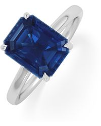 The Diamond Store - Amora Gem 2.50Ct Emerald Cut Lab Sapphire Hidden Halo Engagement Ring - Lyst