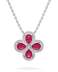 The Diamond Store - Bloom 3.30Ct Lab Ruby And Lab Diamond Necklace - Lyst