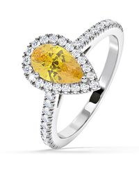 The Diamond Store - Diana Lab Diamond Pear Halo Ring 1.60Ct - Lyst