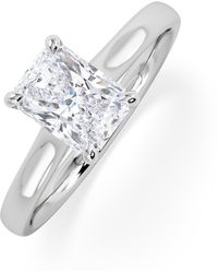 The Diamond Store - Amora Radiant 1.00Ct Hidden Halo Lab Diamond Engagement Ring F/Vs1 Set - Lyst