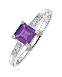 The Diamond Store - Amethyst 0.63Ct And Diamond 9K Ring - Lyst
