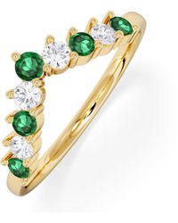 The Diamond Store - Starlit Emerald And Lab Diamond Wishbone Ring - Lyst