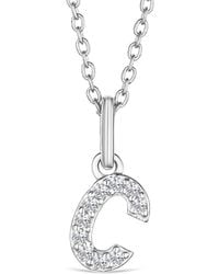 The Diamond Store - Love Letter Initial C Lab Diamond Necklace Set - Lyst
