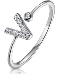 The Diamond Store - Lab Diamond Initial 'V' Ring 0.07Ct Set - Lyst