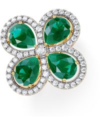 The Diamond Store - Bloom 3.20Ct Lab Emerald And Lab Diamond Ring - Lyst