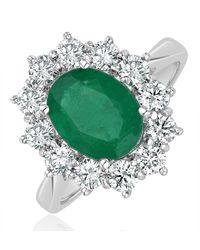 The Diamond Store - Emerald 1.95Ct And Diamond 1.00Ct Cluster Ring - Lyst