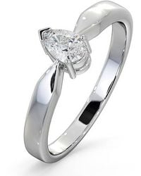 The Diamond Store - Engagement Ring Certified Pear Shaped Diamond 0.33Ct G/Vs 18K - Lyst