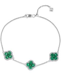 The Diamond Store - Alegria 2.25Ct Lab Emerald 3 Clover Halo Bracelet - Lyst