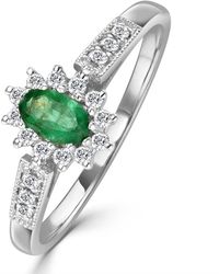 The Diamond Store - Emerald Ring With Lab Diamonds - Lyst