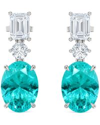 The Diamond Store - 10.00Ct Oval Cut Lab Paraíba Yag Drop Earrings - Lyst