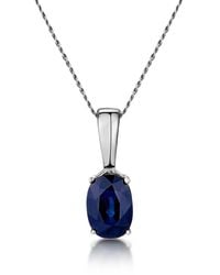 The Diamond Store - Sapphire 7 X 5 Mm 9K Pendant Necklace - Lyst