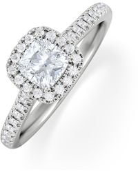 The Diamond Store - Lumia Cushion Cut Lab Diamond Halo Ring 0.70Ct F/Vs - Lyst